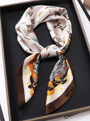 Vintage Satin Monogram Printed Silk Scarf