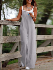 Solid Spaghetti Wide Leg Jumpsuit