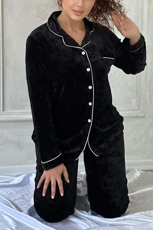 Women's Casual Home Solid Color Pajamas Set