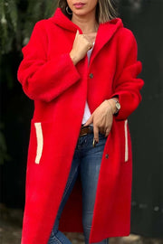 Women's Casual Loose Solid Color Hooded Coat