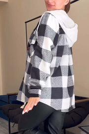 Women's Casual Plaid Hooded Shirt