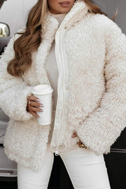 Women's Warm Lapel Zip-up Fluffy Coat