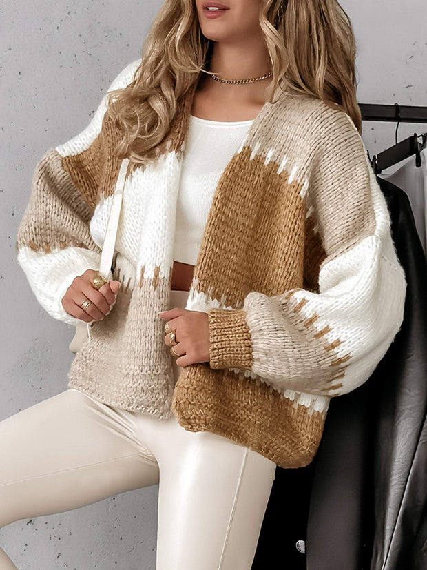 Women's Long Sleeve Striped Knitted Cardigan