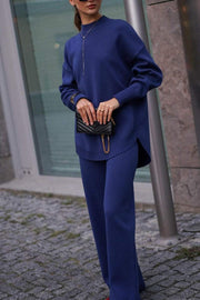 Women's Casual Round-neck Long-sleeved Two-piece Suit