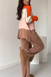 Women's Casual Colorblock Knit Two-Piece Set