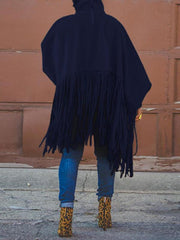 Chic Turtleneck Fringe Hem Top